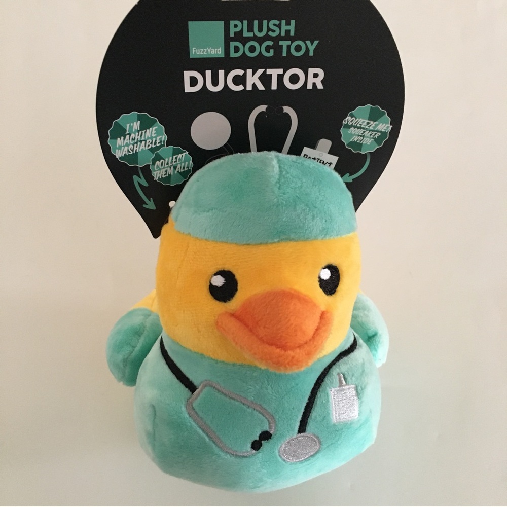 NEW Dog Toy Ducktor Duck Doctor with Squeaker Plush Machine Washable | FuzzYard